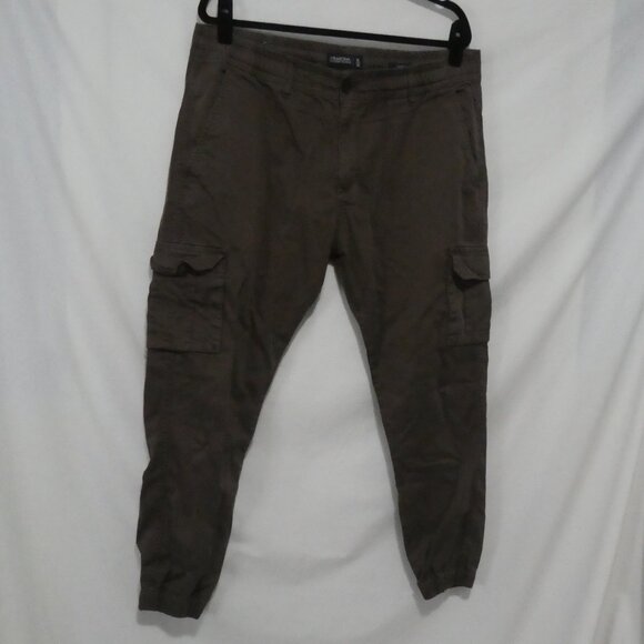CHARCOAL - Cargo | xl - 36 | Casual Brown Cargo Pants with Elastic Cuffs - Picture 1 of 14
